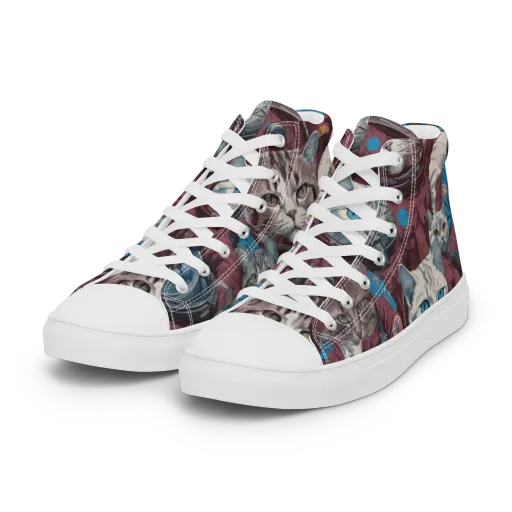 Cosmic Cat Crew on a Women's High Top Canvas Shoes
