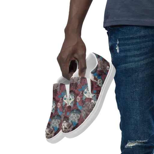 Cosmic Cat Crew on a Men's Slip-On Canvas Shoes