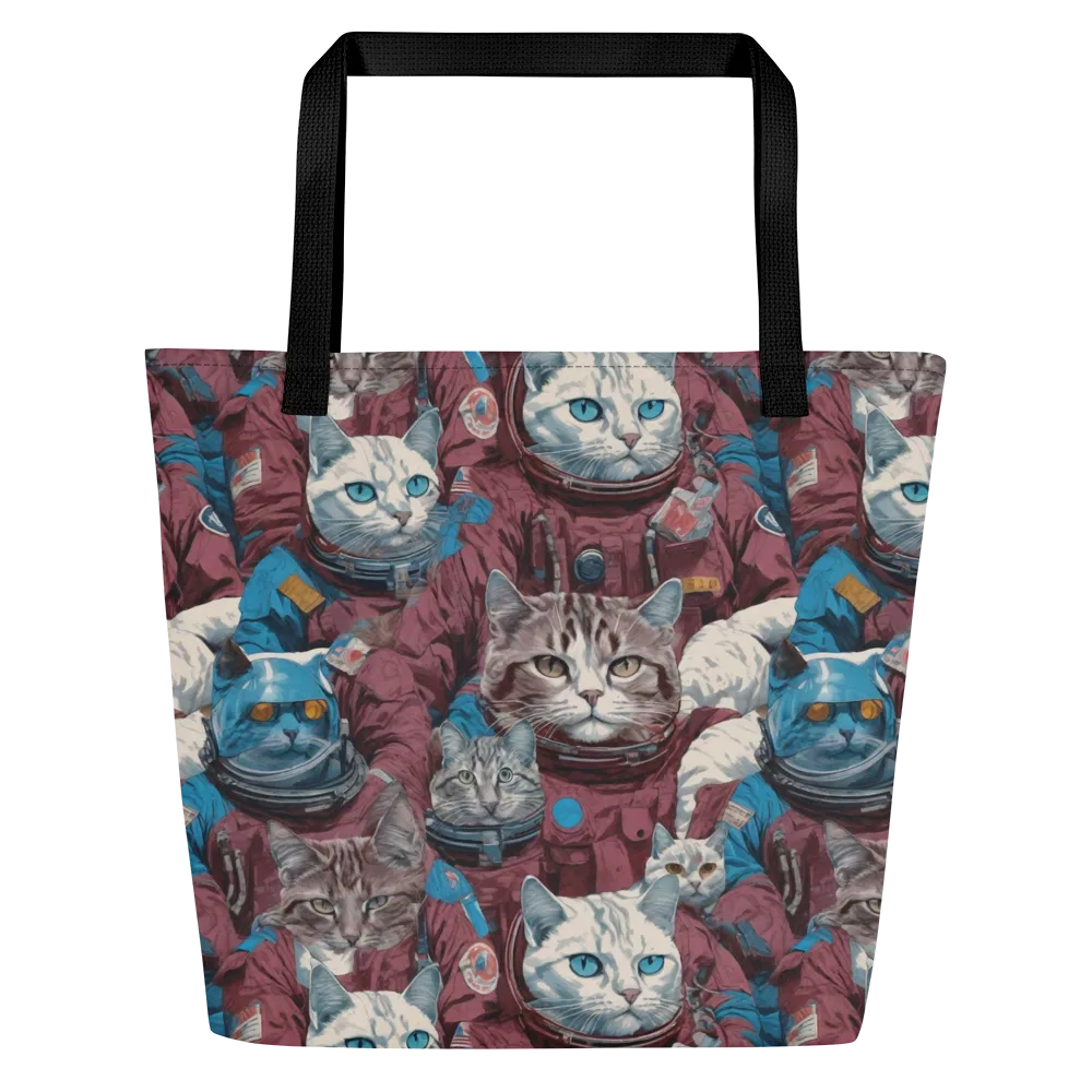 Cosmic Cat Crew on Large Tote Bag W/ Pocket — Front