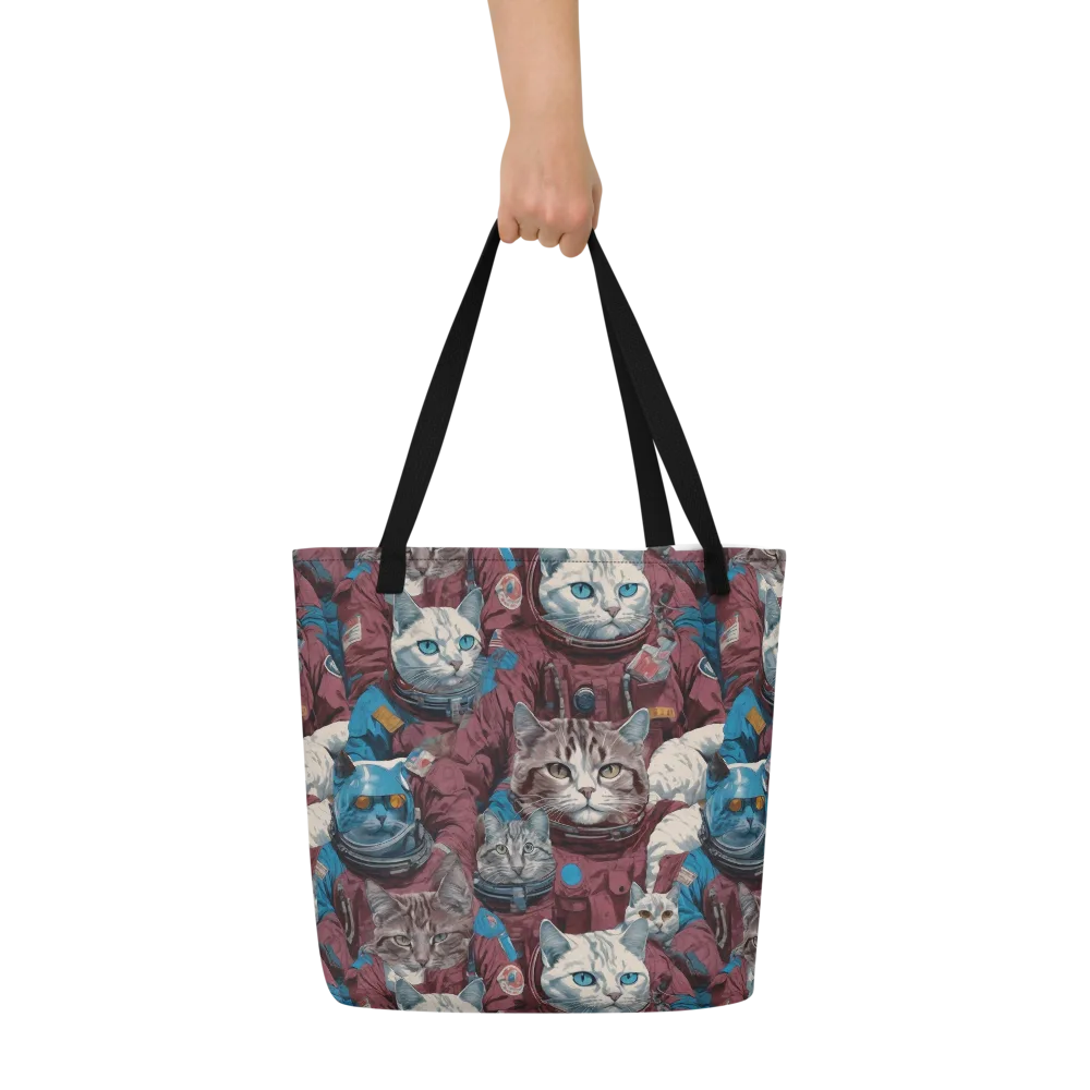 Cosmic Cat Crew on Large Tote Bag W/ Pocket — Front