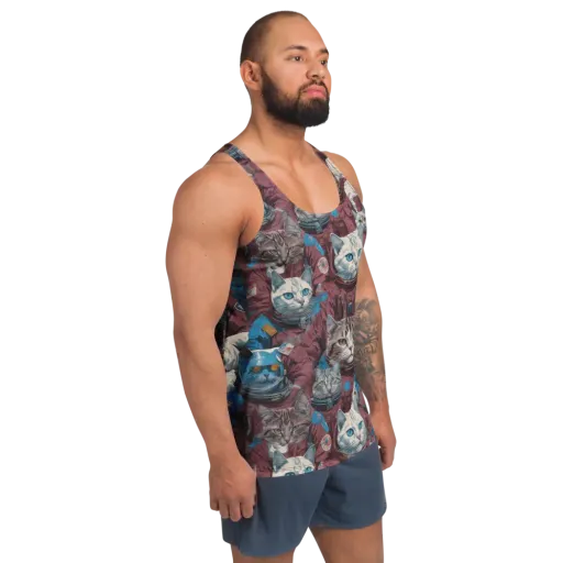 Cosmic Cat Crew on a Men's Tank Top