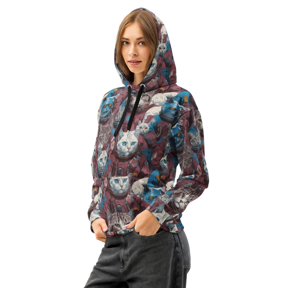 Cosmic Cat Crew on Cotton Hoodie — Left Front