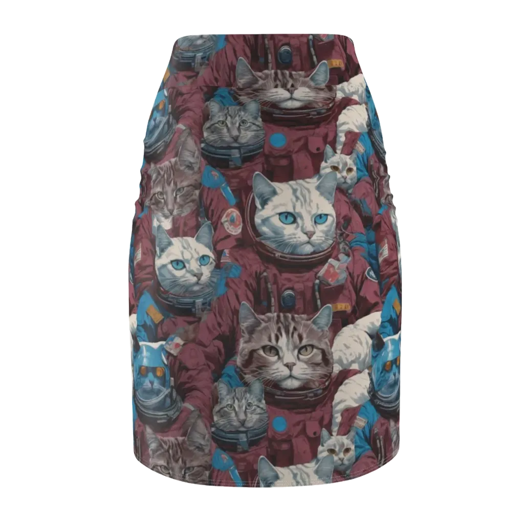Cosmic Cat Crew on Pencil Skirt — Back