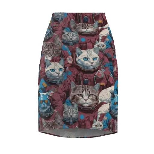 Cosmic Cat Crew on a Pencil Skirt
