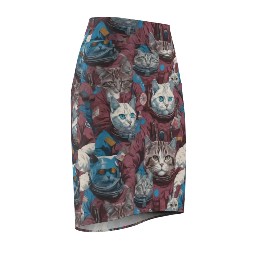 Cosmic Cat Crew on Pencil Skirt — Front Side