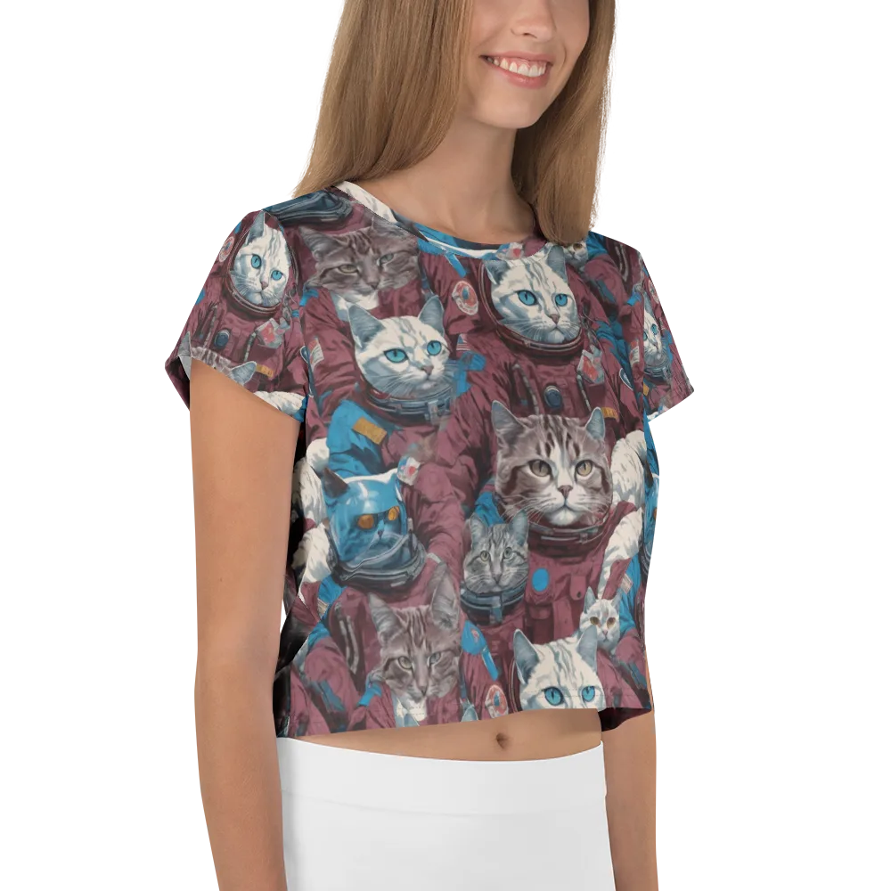 Cosmic Cat Crew on Crop Tee — Right