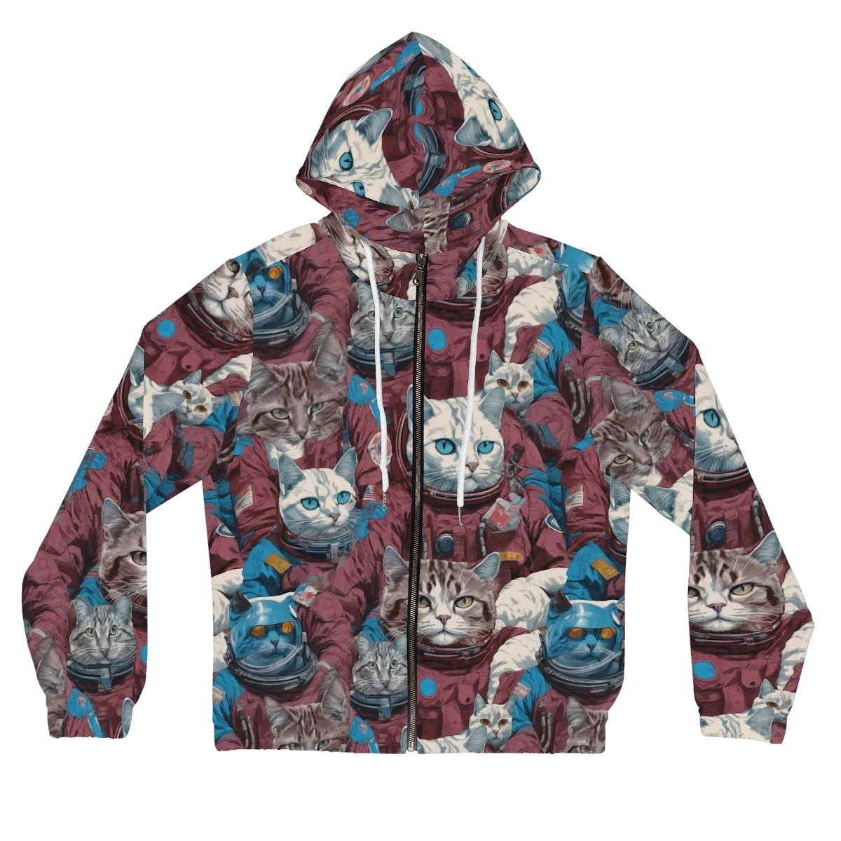 Cosmic Cat Crew on Women's Full-Zip Hoodie — Front