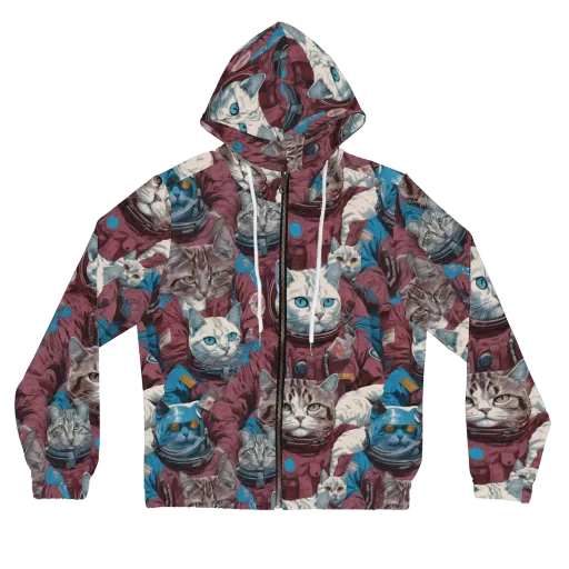 Cosmic Cat Crew on a Women's Full-Zip Hoodie
