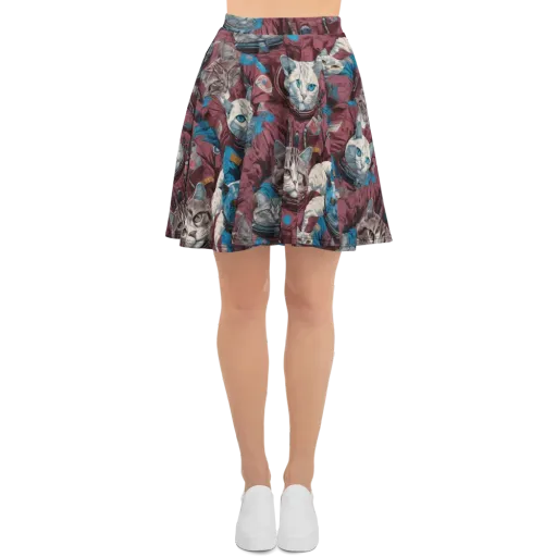 Cosmic Cat Crew on a Skater Skirt
