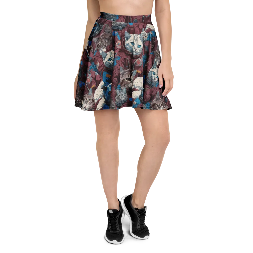 Cosmic Cat Crew on Skater Skirt — Front