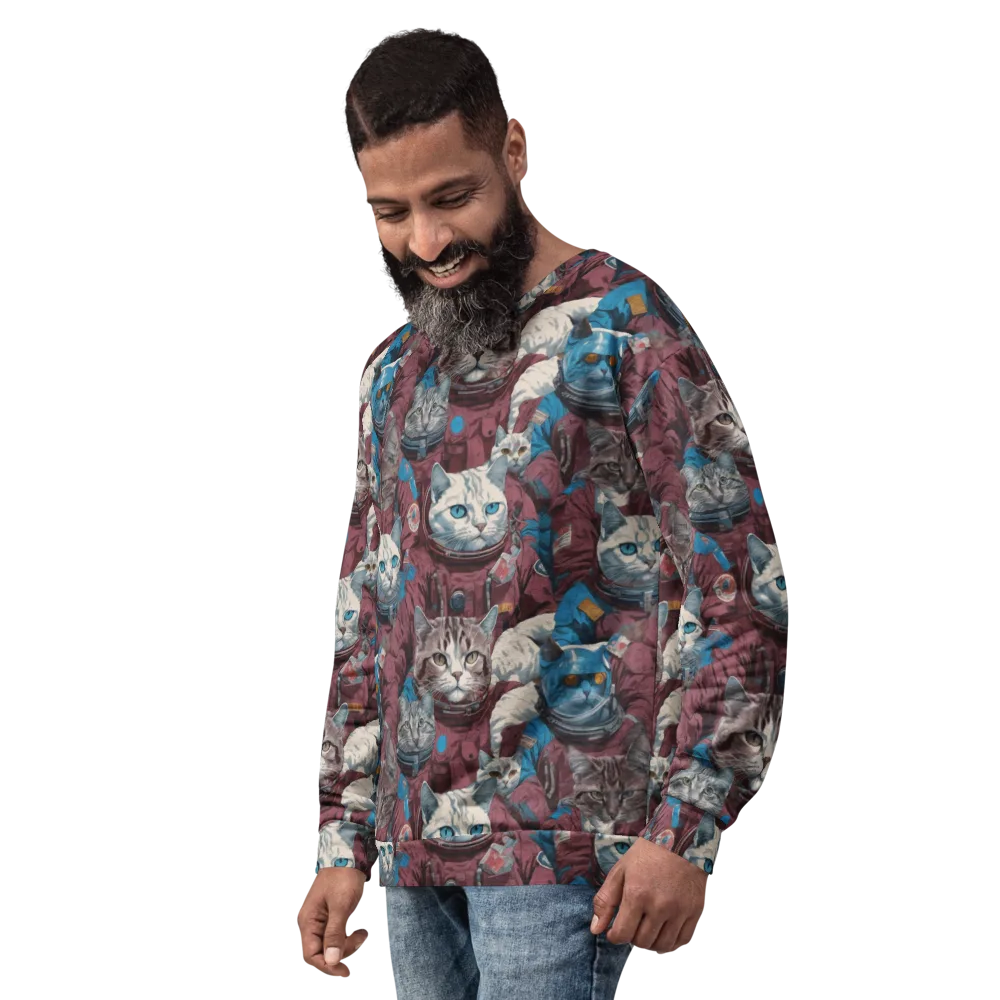 Cosmic Cat Crew on Sweatshirt — Left Front