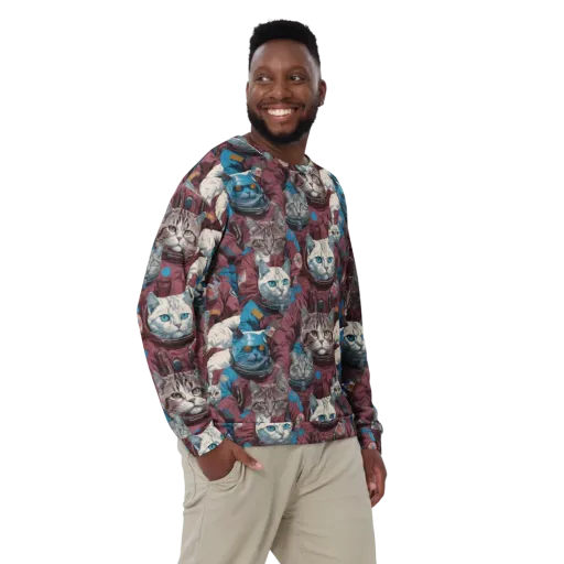 Cosmic Cat Crew on a Sweatshirt
