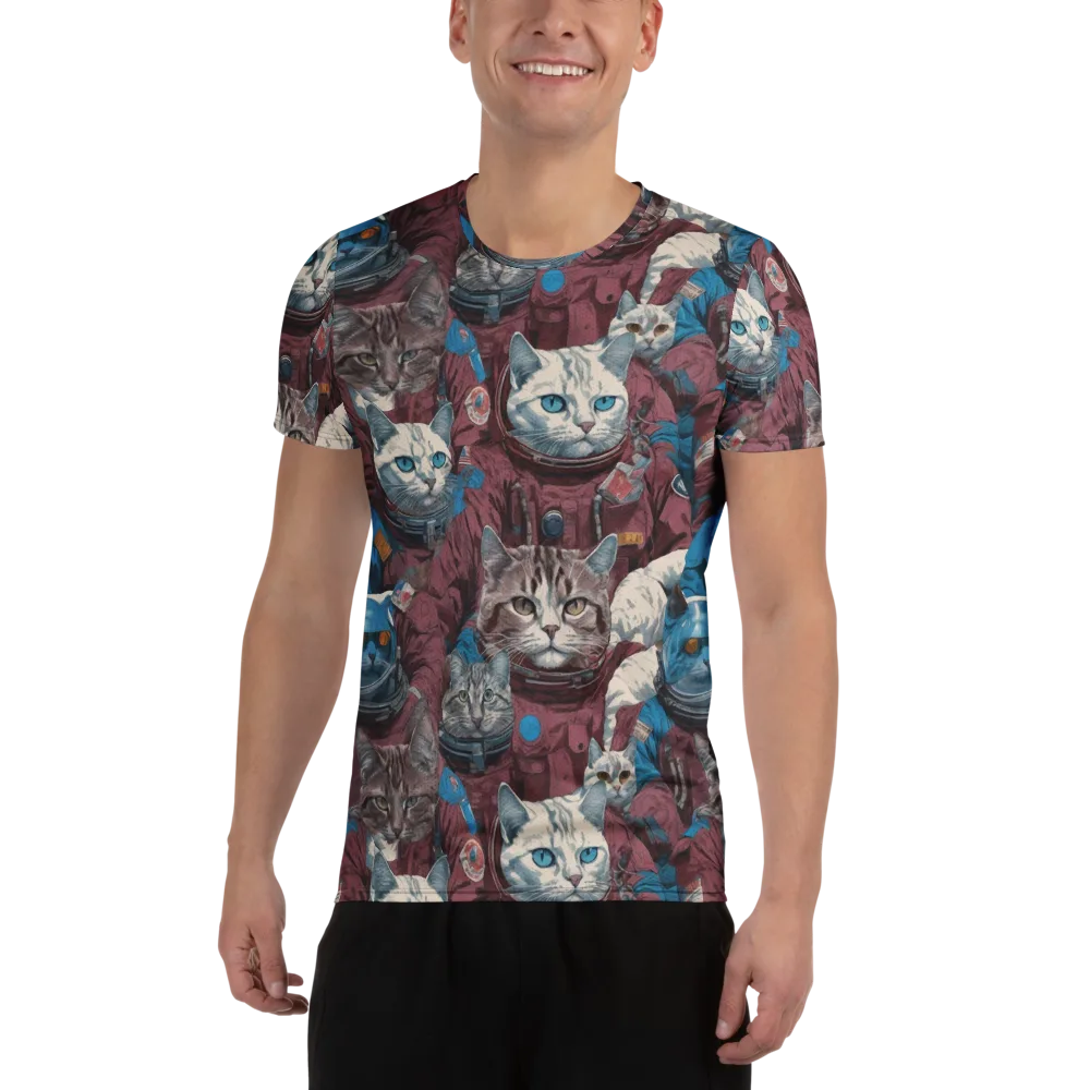 Cosmic Cat Crew on Men's Athletic T-Shirt — Front