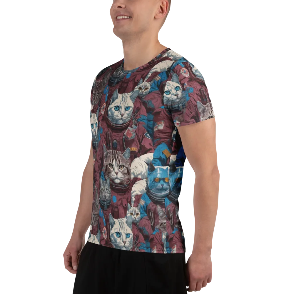 Cosmic Cat Crew on Men's Athletic T-Shirt — Left