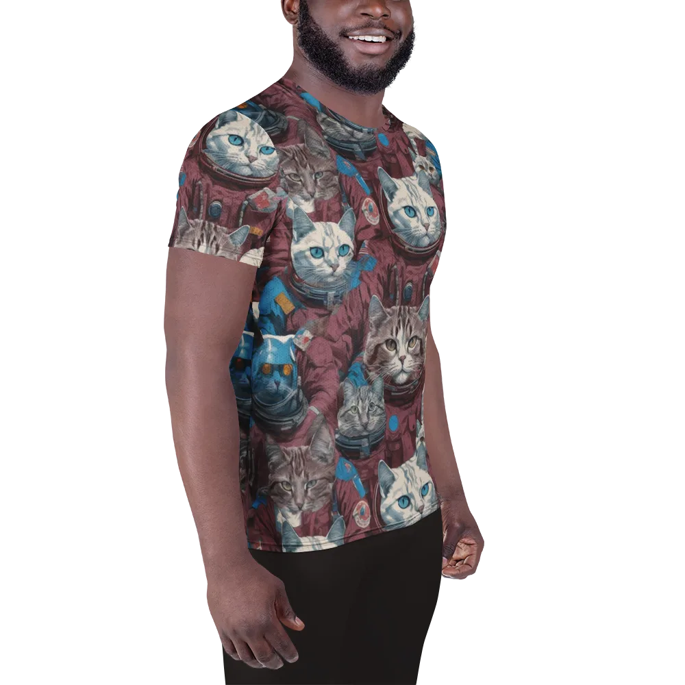 Cosmic Cat Crew on Men's Athletic T-Shirt — Right