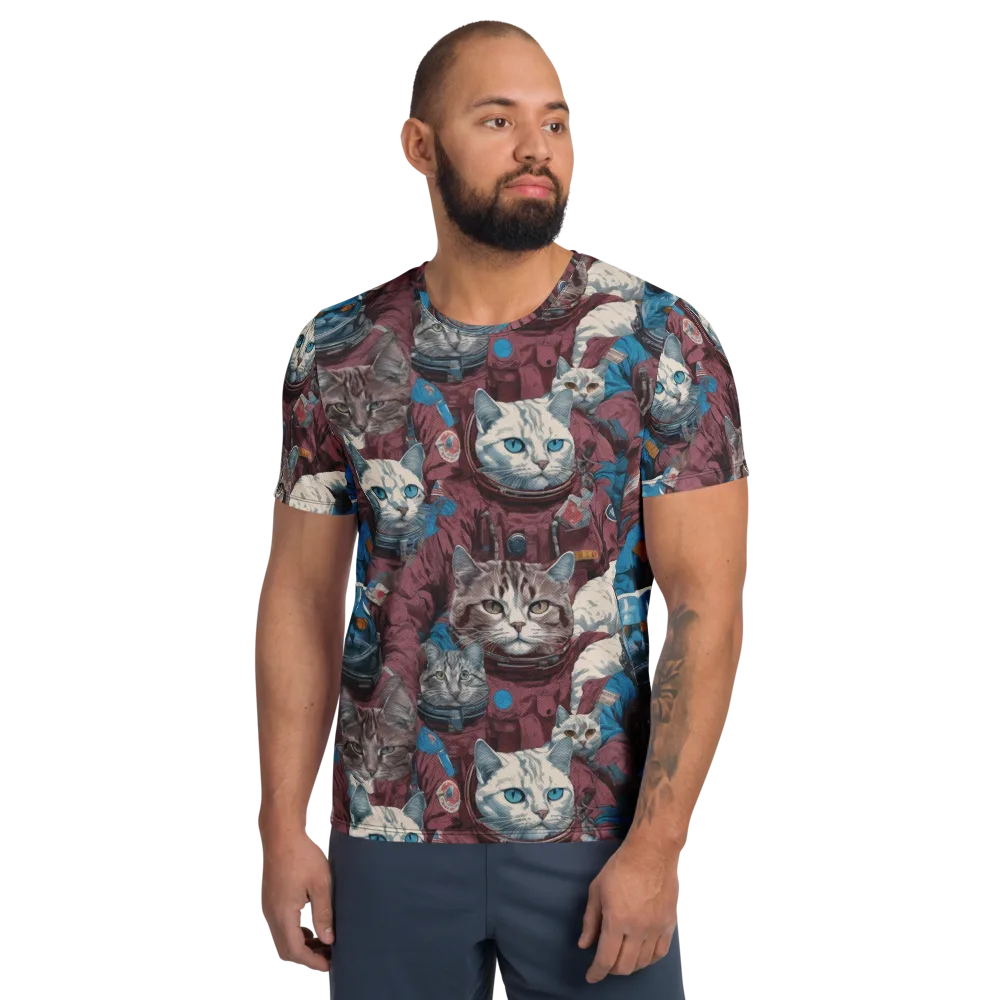 Cosmic Cat Crew on Men's Athletic T-Shirt — Front