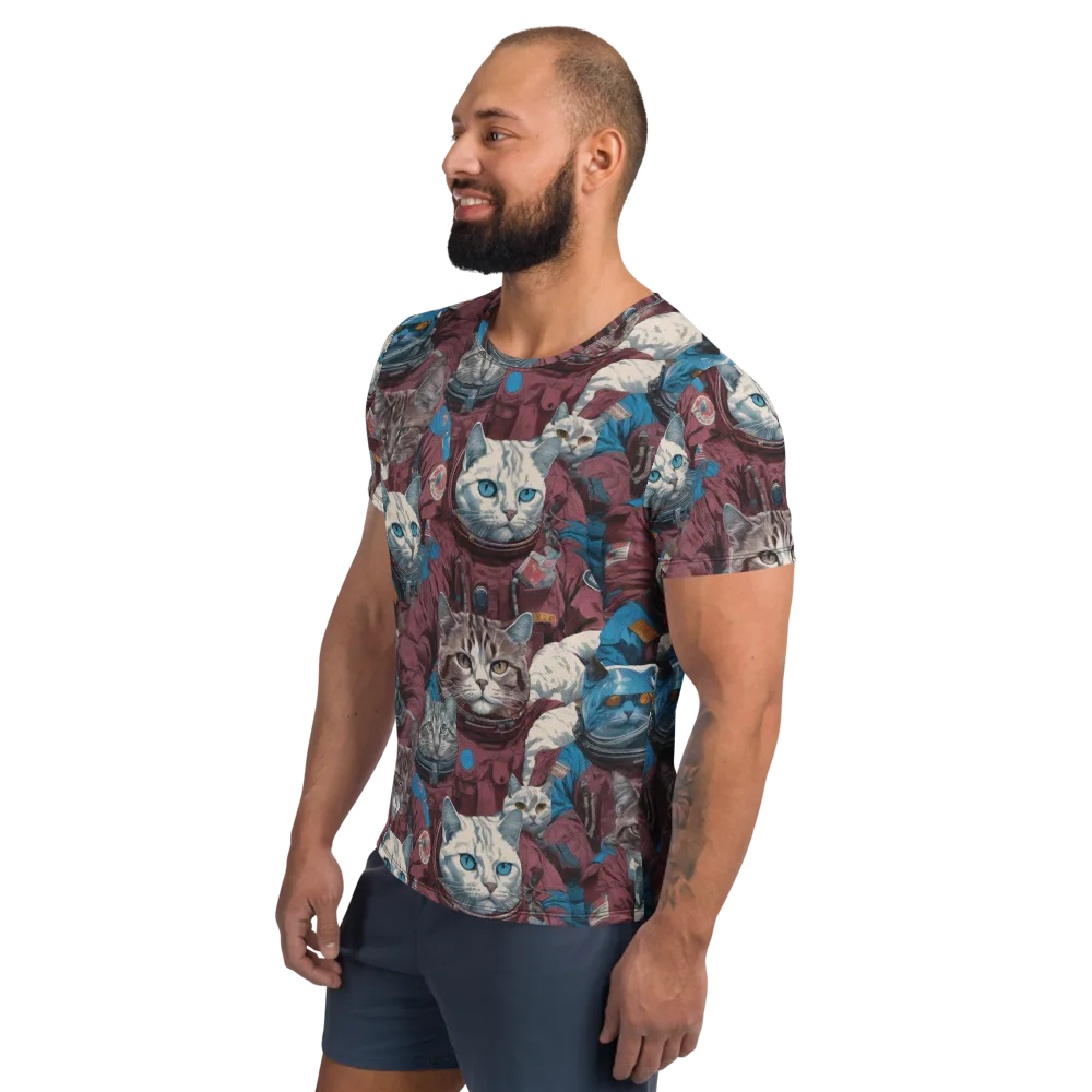 Cosmic Cat Crew on Men's Athletic T-Shirt — Left