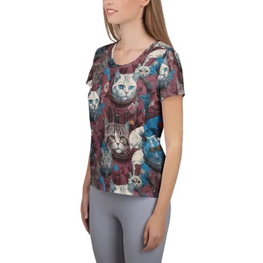 Cosmic Cat Crew on a Women's Athletic T-Shirt