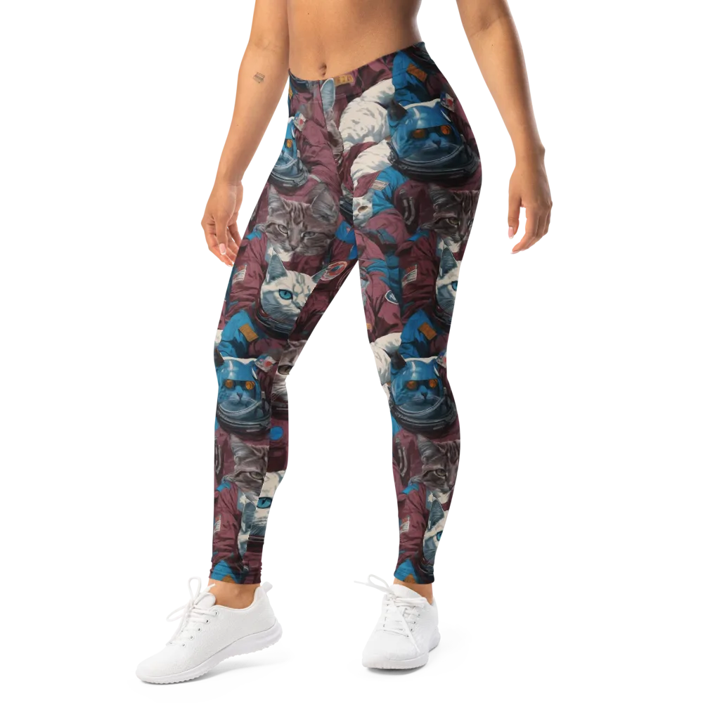 Cosmic Cat Crew on Leggings — Left Front