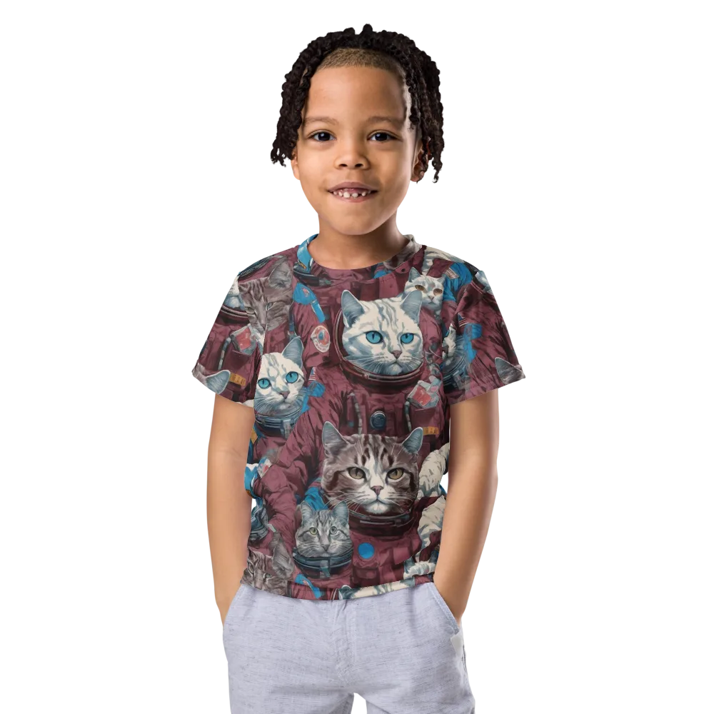 Cosmic Cat Crew on Kids Crew Neck T-Shirt — Front