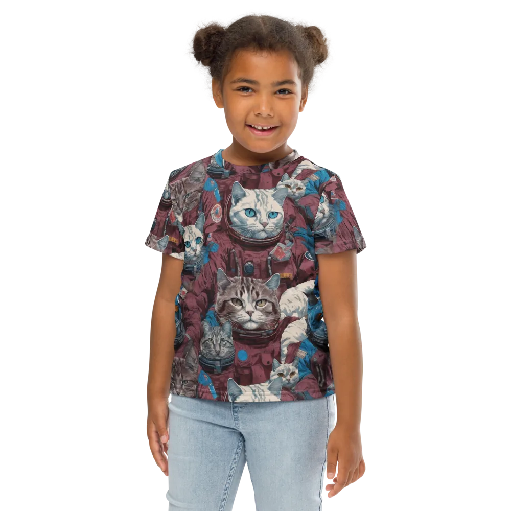 Cosmic Cat Crew on Kids Crew Neck T-Shirt — Front