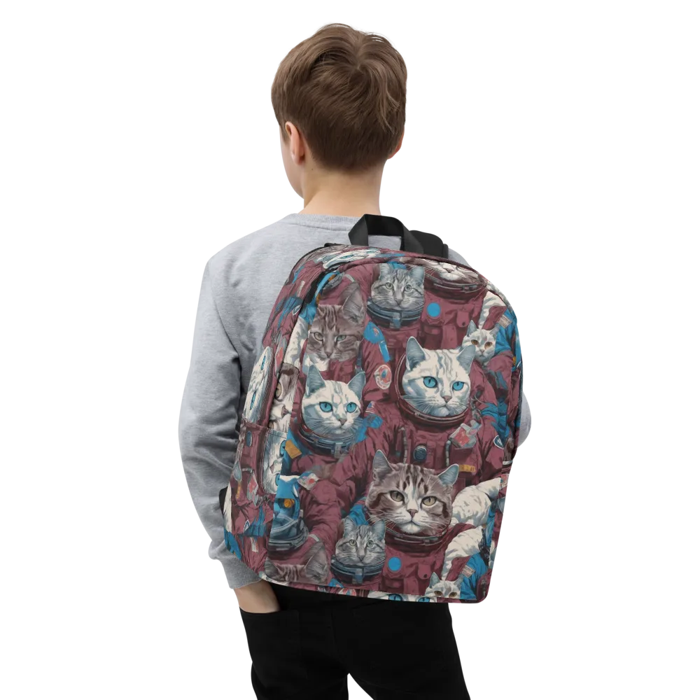 Cosmic Cat Crew on Minimalist Backpack — Zoomed-in
