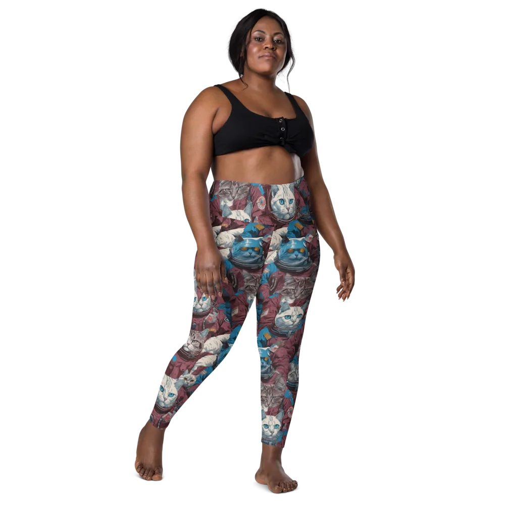 Cosmic Cat Crew on Leggings with Pockets — Front