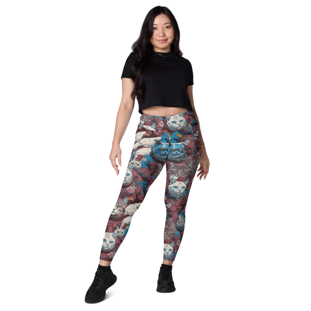 Cosmic Cat Crew on Leggings with Pockets — Front
