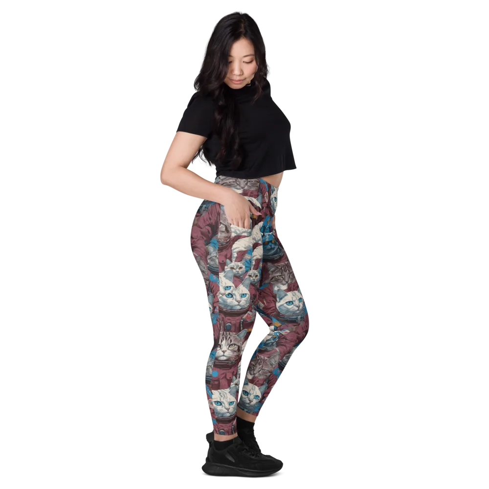 Cosmic Cat Crew on Leggings with Pockets — Right
