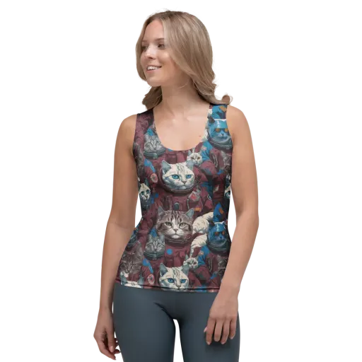 Cosmic Cat Crew on a Women's Tank Top