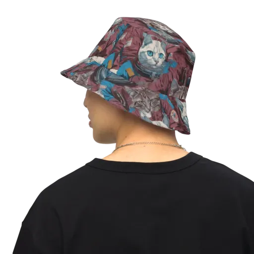 Cosmic Cat Crew on a Reversible Bucket Hat
