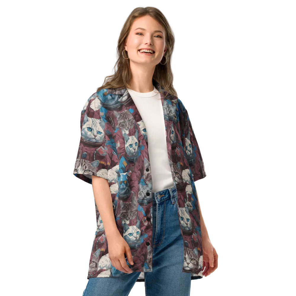 Cosmic Cat Crew on Button Shirt — Front