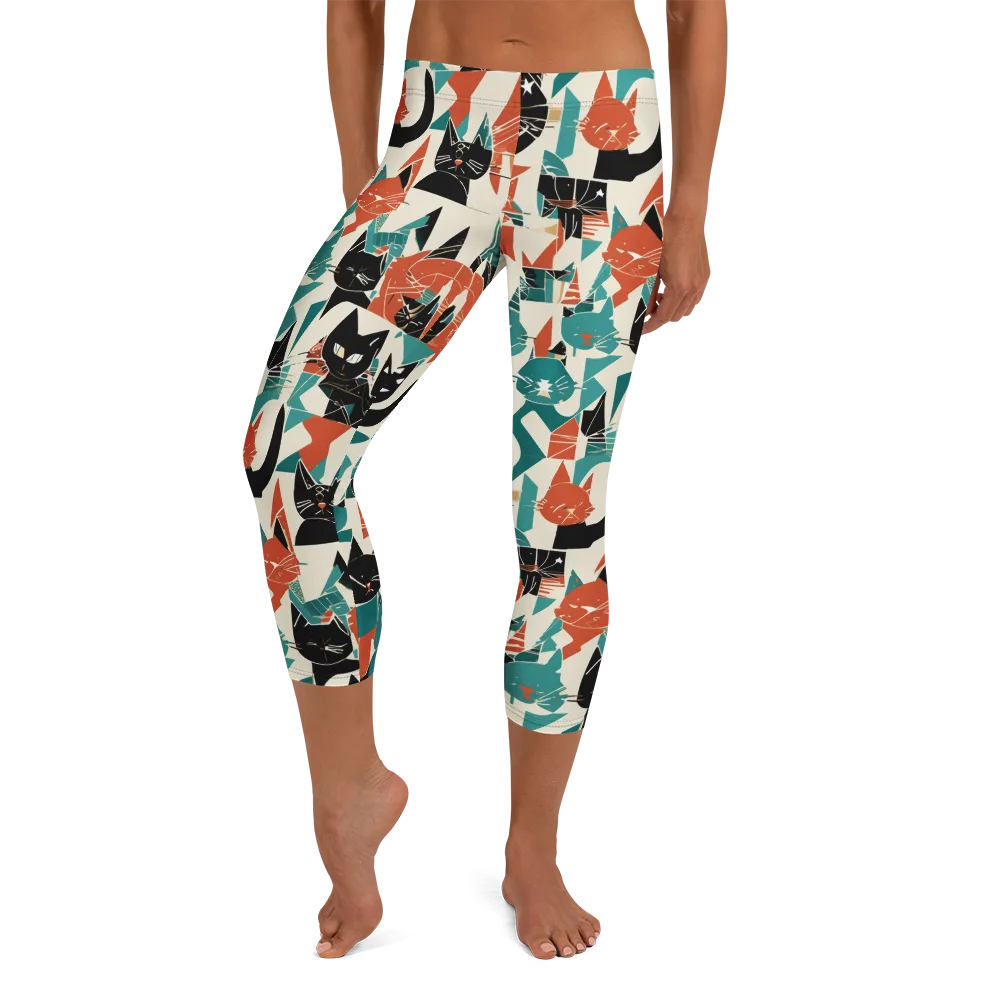 Cathedral Cats on Capri Leggings — Front