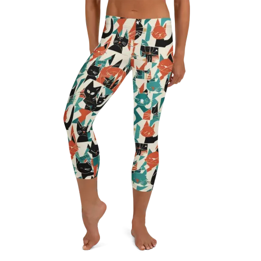 Cathedral Cats on a Capri Leggings
