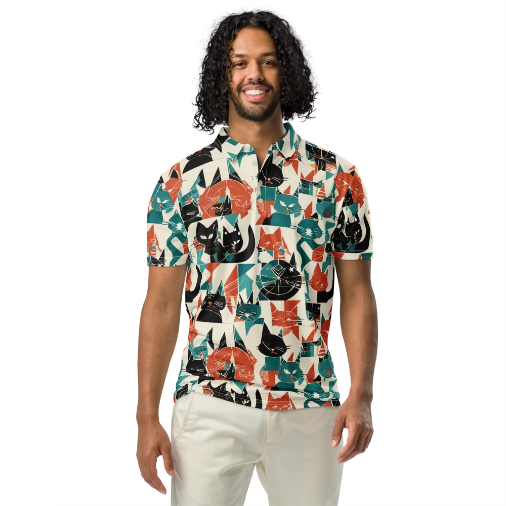 Cathedral Cats on Men's Slim Fit Polo Shirt — Front