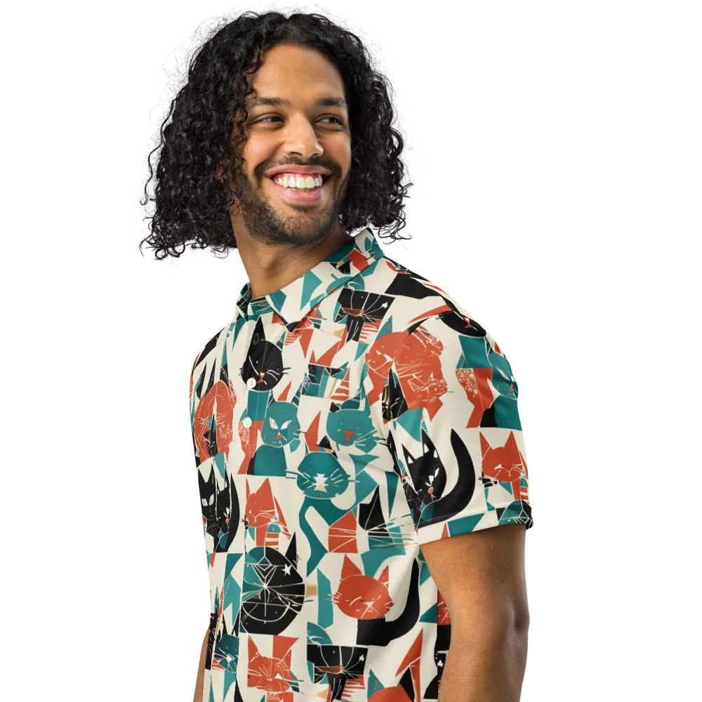 Cathedral Cats on Men's Slim Fit Polo Shirt — Left Front