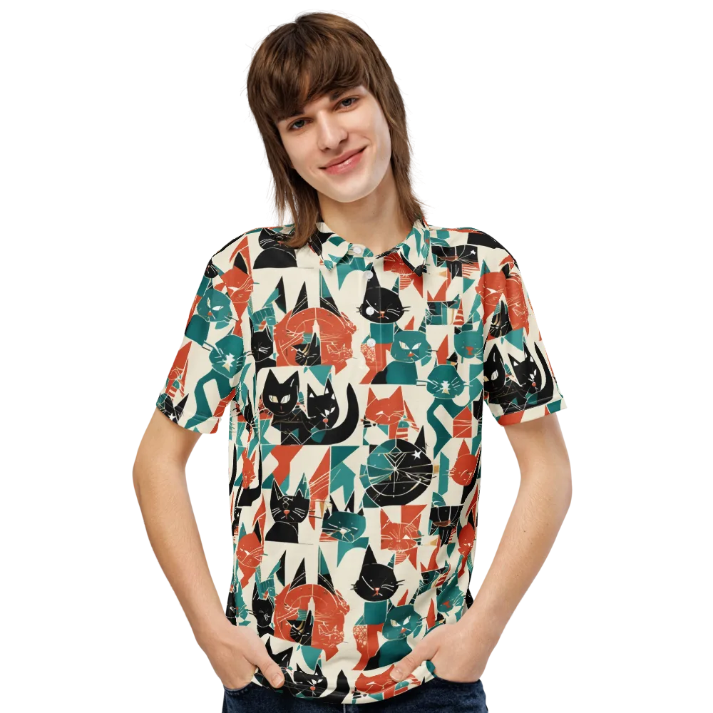 Cathedral Cats on Men's Slim Fit Polo Shirt — Front