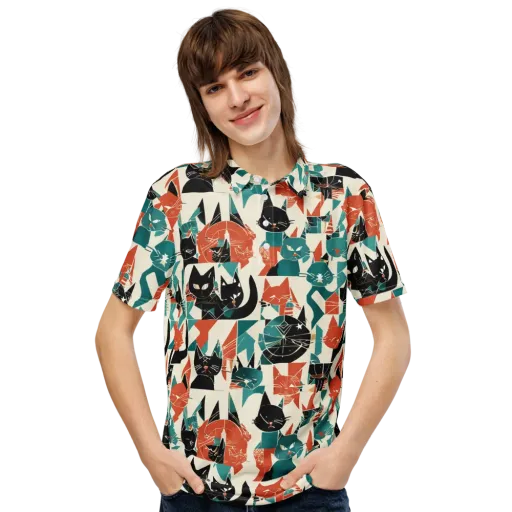 Cathedral Cats on a Men's Slim Fit Polo Shirt
