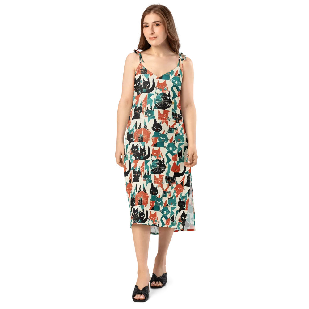 Cathedral Cats on Slip Dress — Front