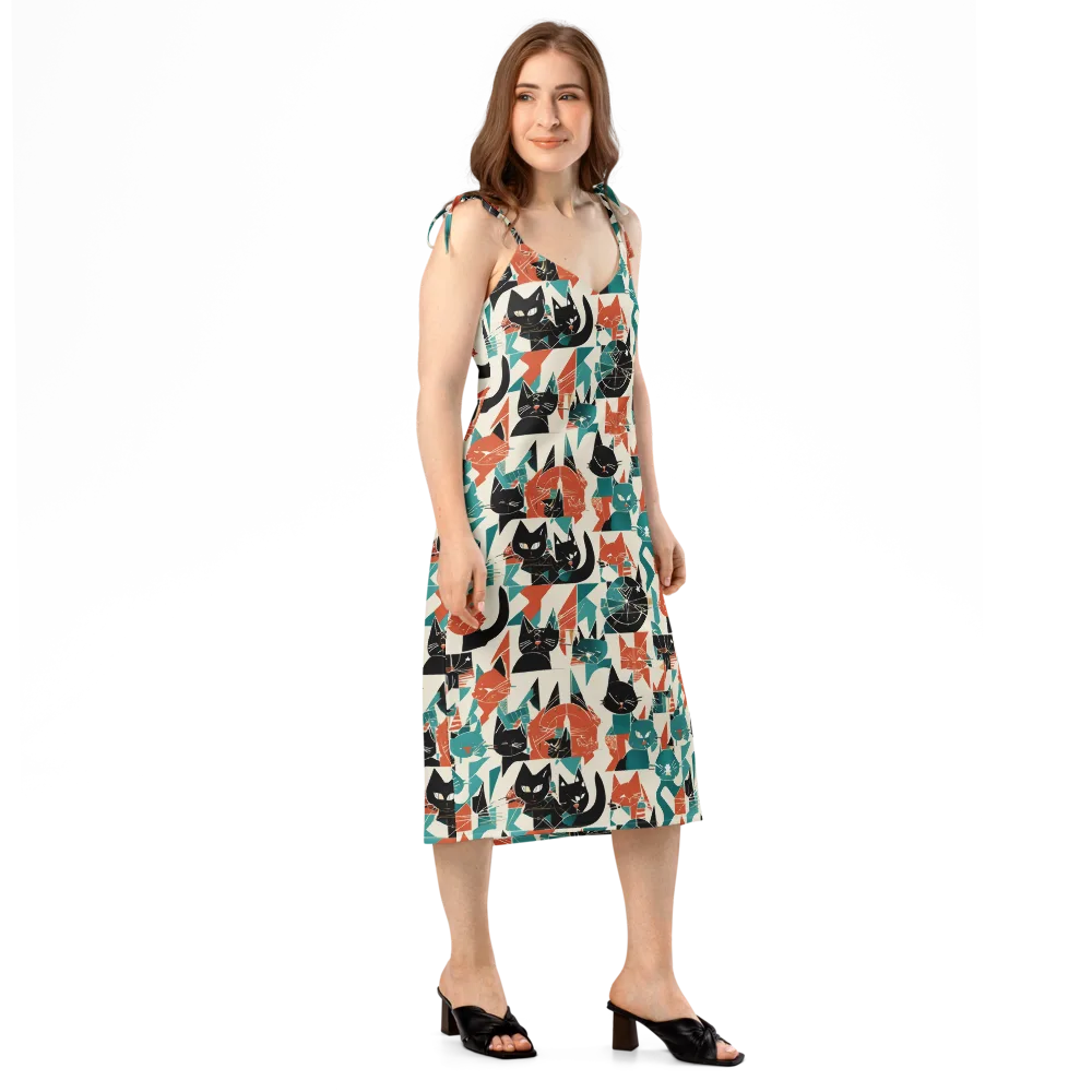 Cathedral Cats on Slip Dress — Right Front