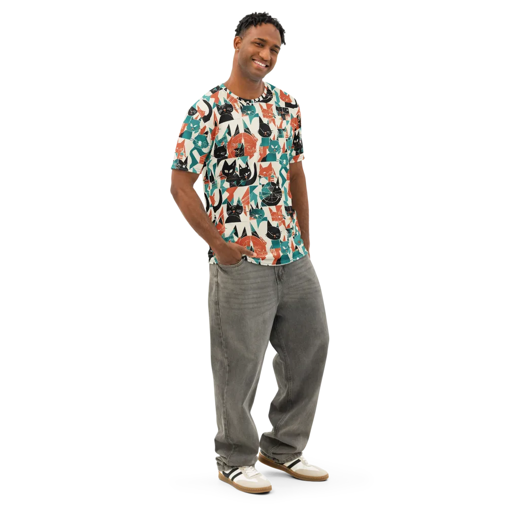 Cathedral Cats on Men's Cotton Crew Neck T-Shirt — Right Front