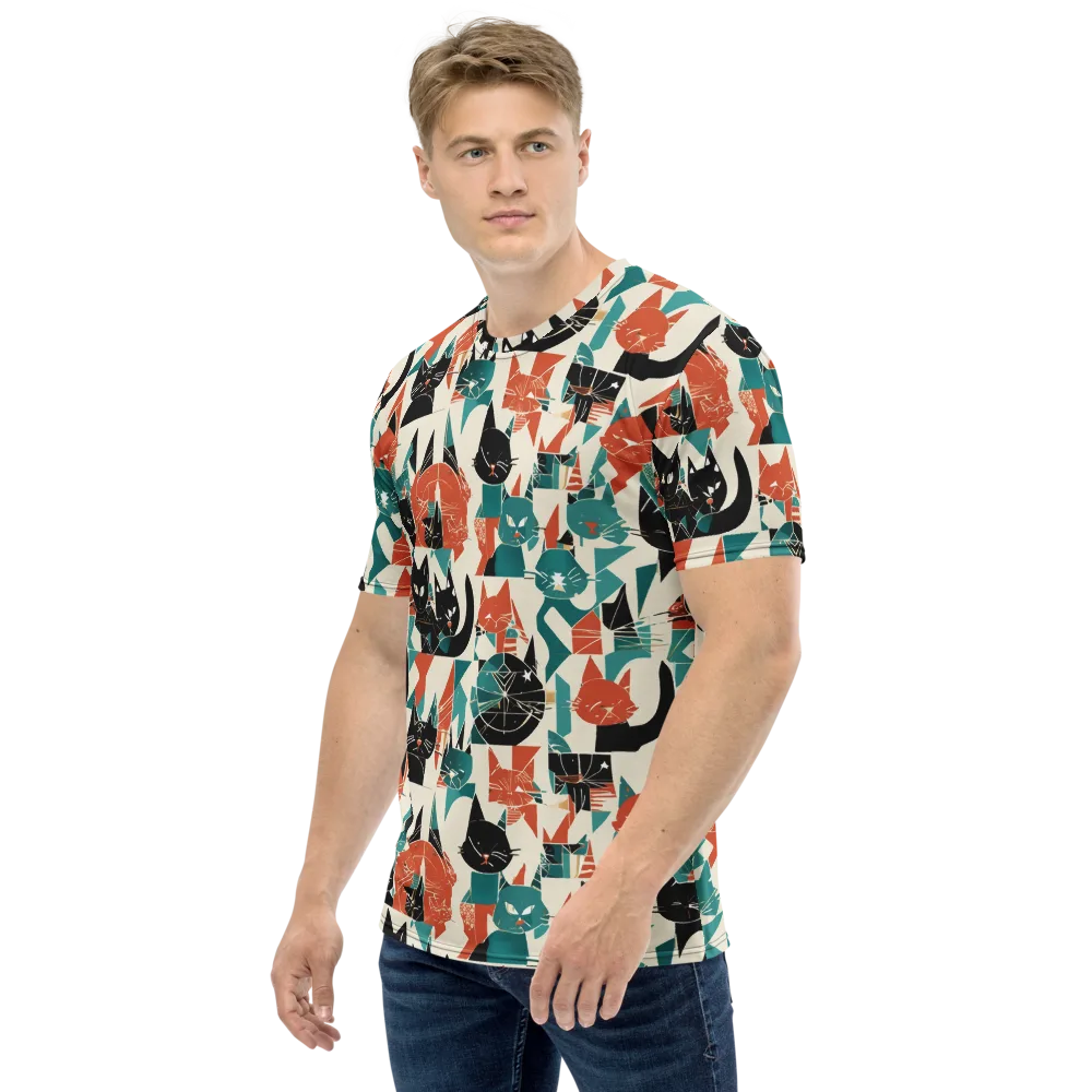 Cathedral Cats on Men's Crew Neck T-Shirt — Left