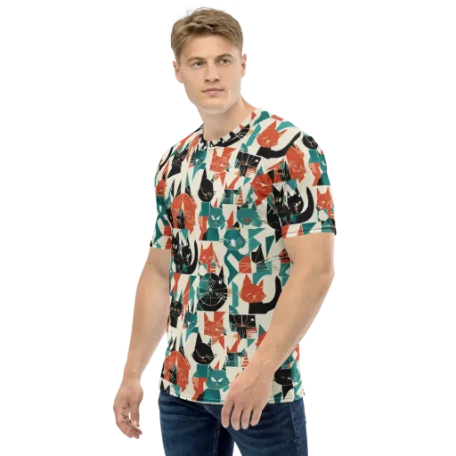 Cathedral Cats on a Men's Crew Neck T-Shirt