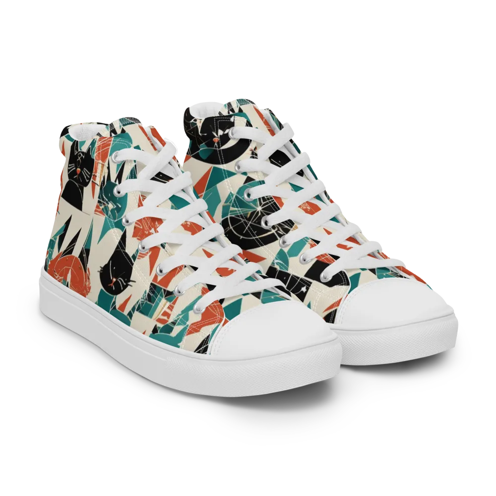 Cathedral Cats on Men's High Top Canvas Shoes — Right Front