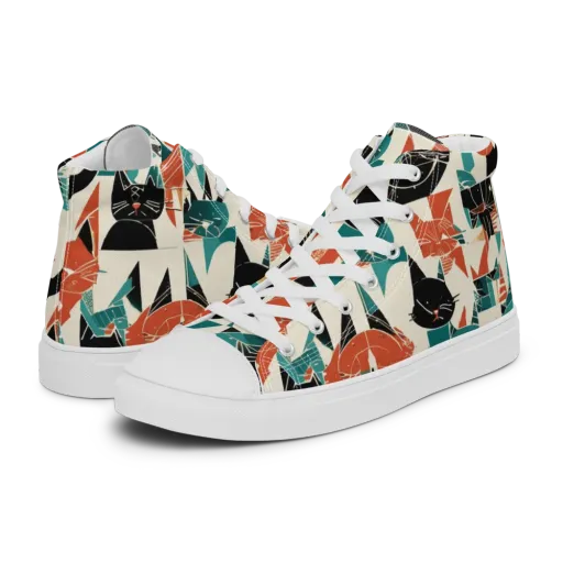 Cathedral Cats on a Men's High Top Canvas Shoes