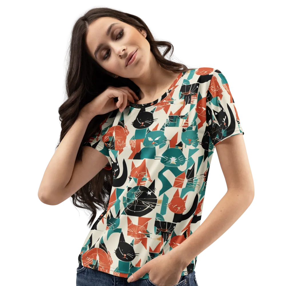 Cathedral Cats on Women's Crew Neck T-Shirt — Left Front