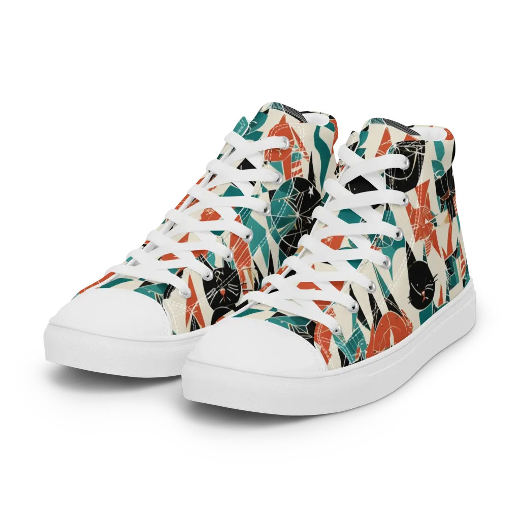 Cathedral Cats on Women's High Top Canvas Shoes — Left Front