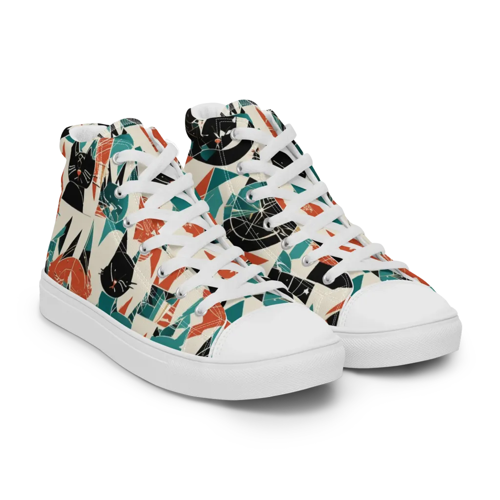 Cathedral Cats on Women's High Top Canvas Shoes — Right Front