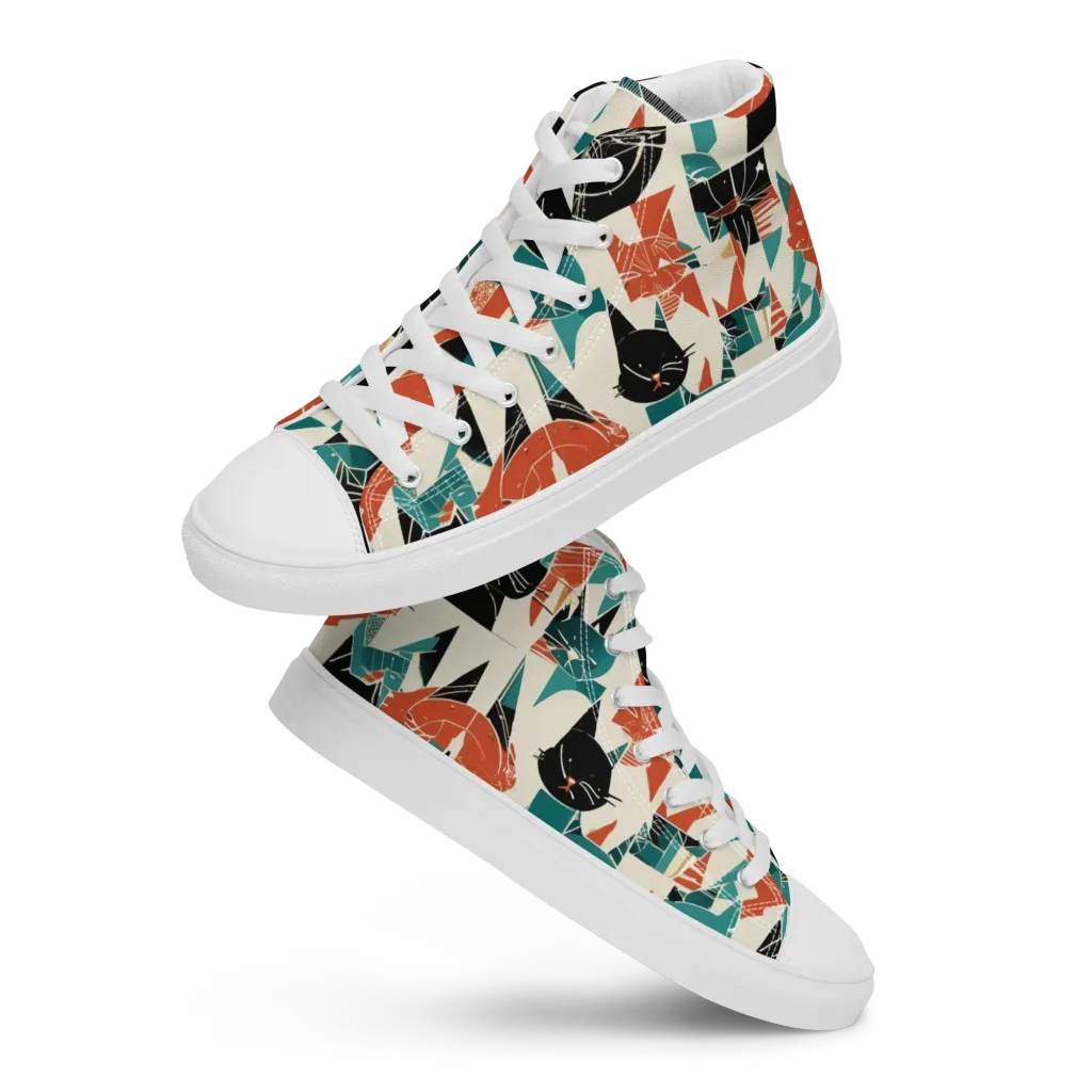 Cathedral Cats on Women's High Top Canvas Shoes — Front