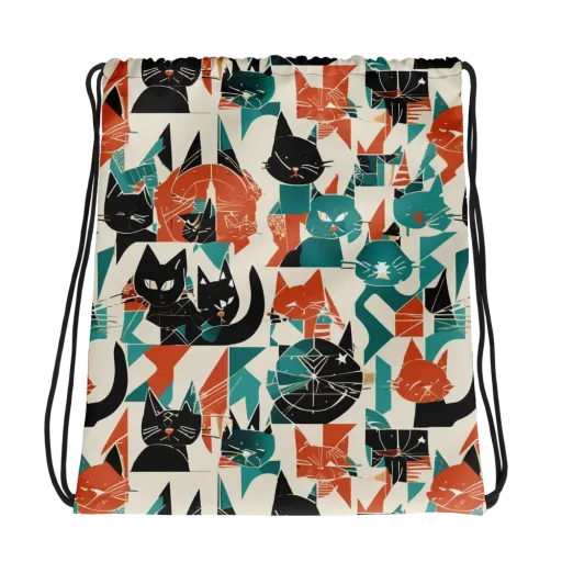 Cathedral Cats on a Drawstring Bag